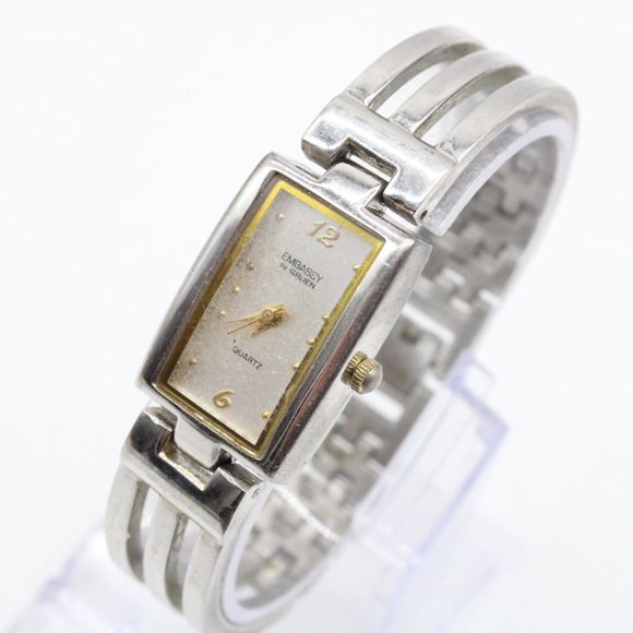 Vintage Embassy By Gruen Watch Womens Rectangular Silver Classic Quartz Dial - Picture 1 of 9